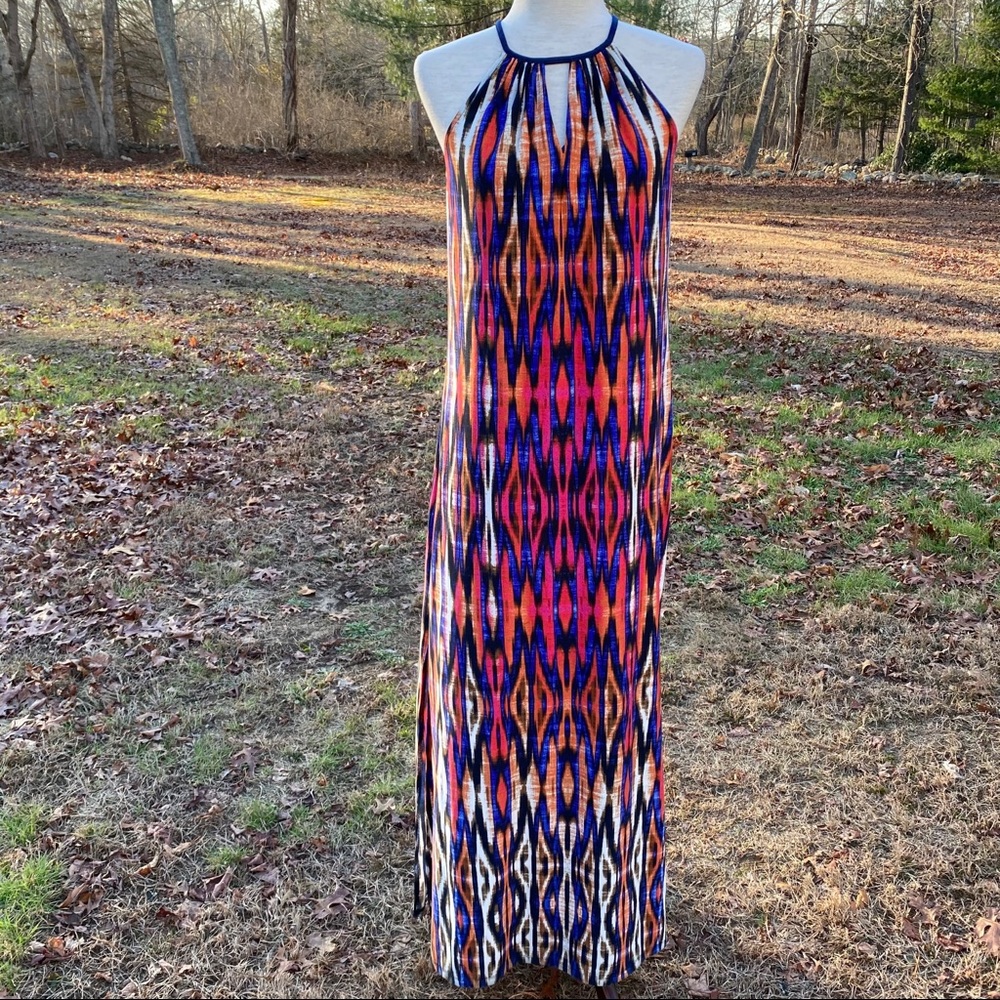 LONDON TIMES DRESS MAXI SLEEVELESS BLUE WHITE Size 4